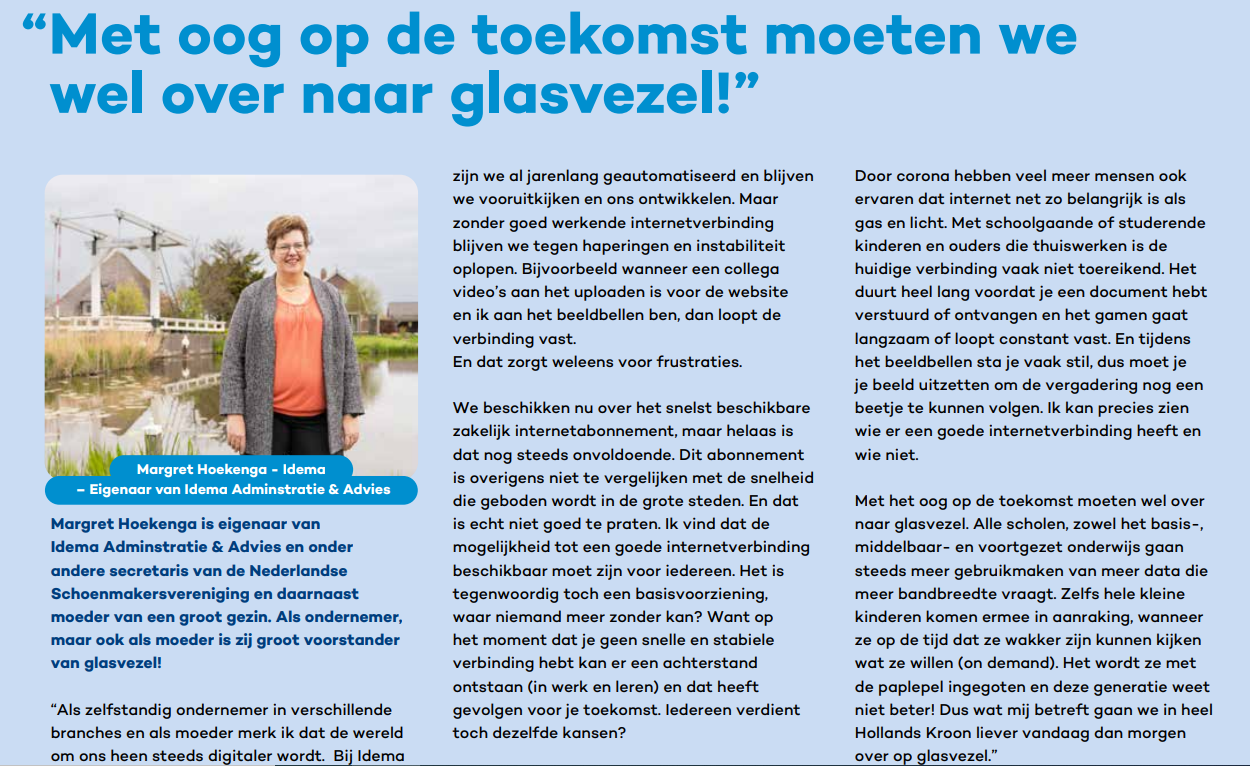 Interview met Margret Hoekenga-Idema over glasvezel